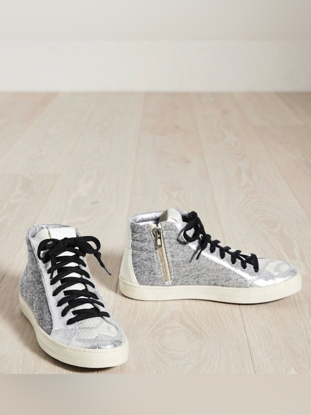 P488 - new women’s Skate Molly Hi-top Sneakers lace up shoes silver /grey 7 -7.5